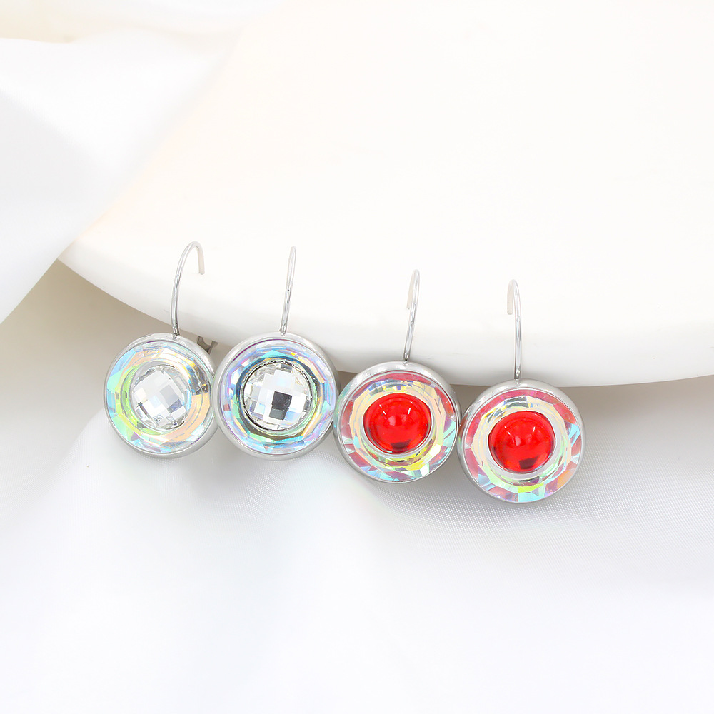 Basic Gradient Color Stainless Steel Plating Glass Drop Earrings 1 Pair
