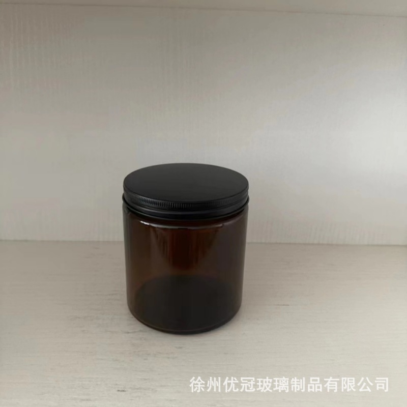 250ml taza de vela de vidrio marrón aromaterapia diy taza vacía con tapa botella de vela de vidrio transparente candelero fragancia taza vacía