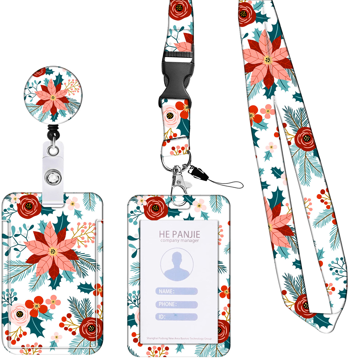 Navidad flor piñones campana Shell fácil tirar hebilla cordón poliéster impreso teléfono móvil cordón regalo