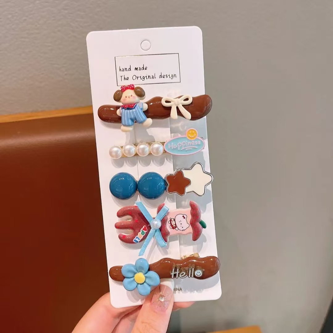 Otoño y invierno lindos osos peluche clip para el cabello lateral de las mujeres clip para el cabello de niños 2025 nuevo clip para el borde de la cabeza