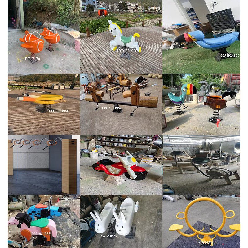 Caballo de Troya al aire libre caballo mecedora para niños individuales y dobles primavera de dibujos animados sacudiendo Yaole instalaciones de entretenimiento Balancín comunitario multifuncional