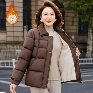 2025妈妈冬装加绒加厚棉服加厚保暖棉衣外套中老年女时尚显瘦棉袄
