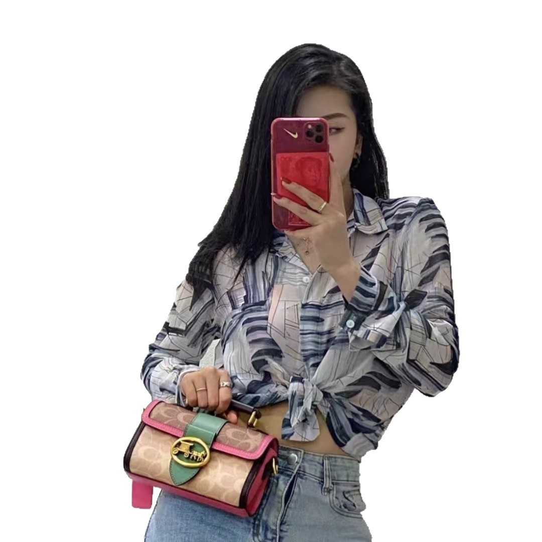 Luxury Genuine Leather Small Square Handbag For Women 2025 New Arrival Contrast Color Fashion Crossbody Shoulder Bag - Thumbnail 5