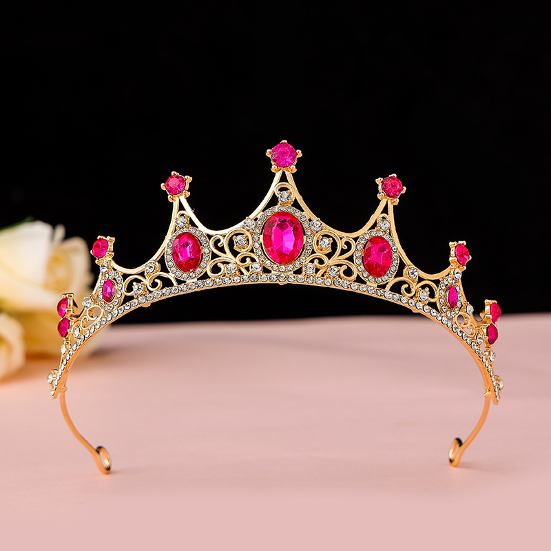 Online Rojo Negro Barroco corona tocado novia estilo coreano 18 años de edad, mujer adulta Ceremonia de cumpleaños princesa Corona al por mayor