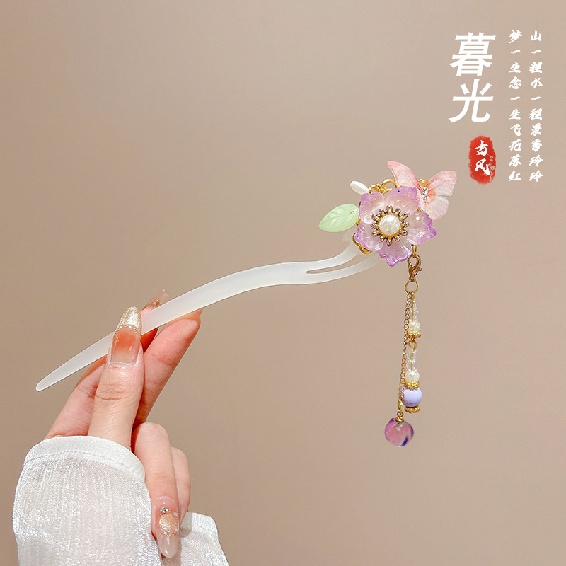 Nueva horquilla china, estilo antiguo femenino, cheongsam, accesorios para el cabello, horquilla de madera en la parte posterior de la cabeza, tocado de horquilla de todo fósforo con sentido avanzado