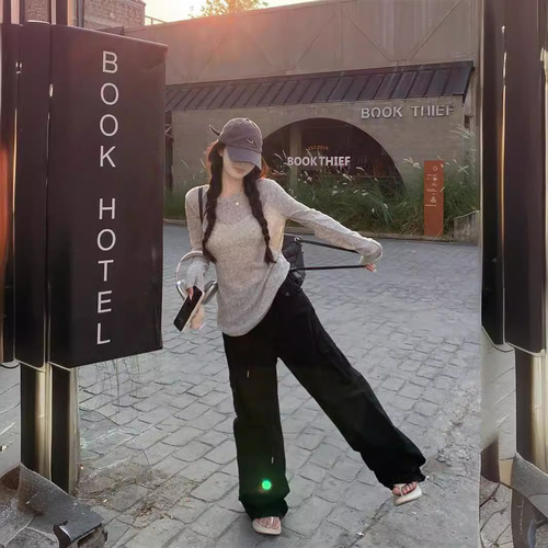 American-style semi-transparent sunscreen long-sleeve T-shirt for women, summer loose casual thin cover-up top, women's figure-flattering shirt