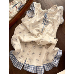 Yunduo 綿ガーゼネグリジェ女性の夏大きいサイズロングハイエンドパジャマハイエンドクロスボーダーホーム服は屋外で着用できます