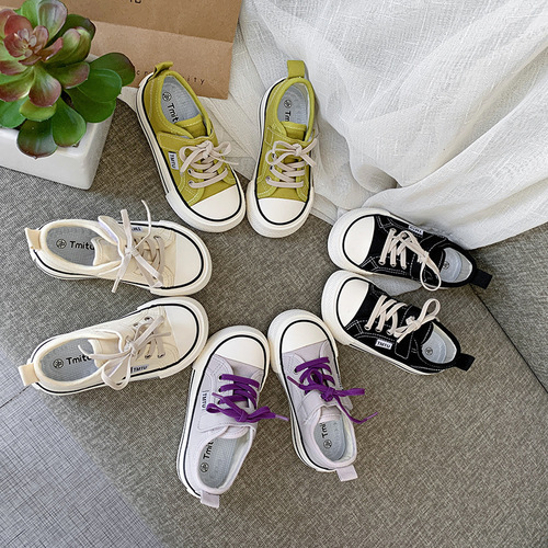 Children's Mango Square Toe Canvas Shoes 2024 Spring Men's and Women's Small, Medium and Large Children's Soft Sole Shoes Korean Style Student Sports Shoes