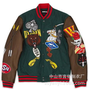 Trendy Thick American Retro Heavy Embroidery Baseball Jacket Foreign Trade Cross-Border Tmall Custom Processing with Samples and Designs