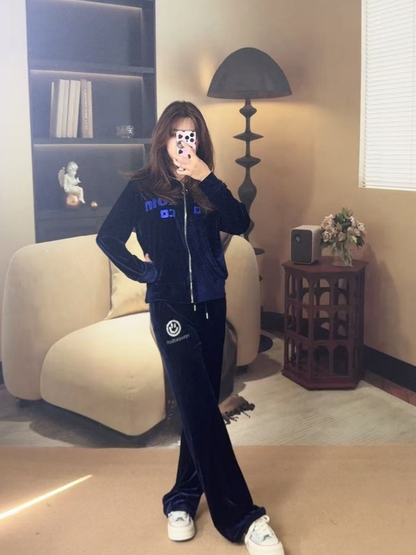 秋季连帽时尚气质显瘦休闲套装高级感拉链外套直筒阔腿裤两件套女|undefined