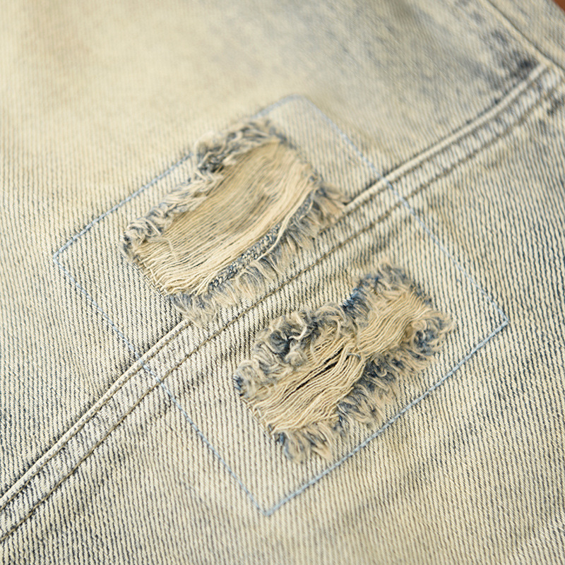 G7101 Herren gewaschene Retro-Distressed-Jeans für den Alltag, einteiliger Haarersatz_voghion.com