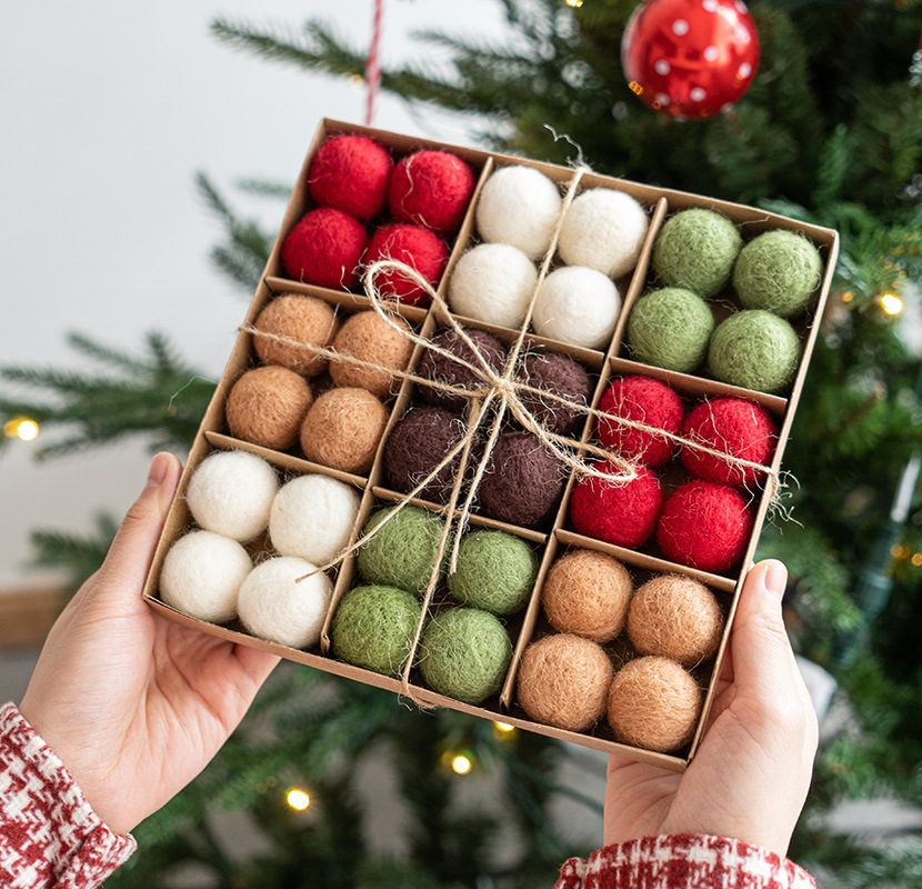 クリスマスツリー装飾クリスマスボールペンダントdiyシーン配置道具ウールフェルト雪花クリスマスペンダントボール