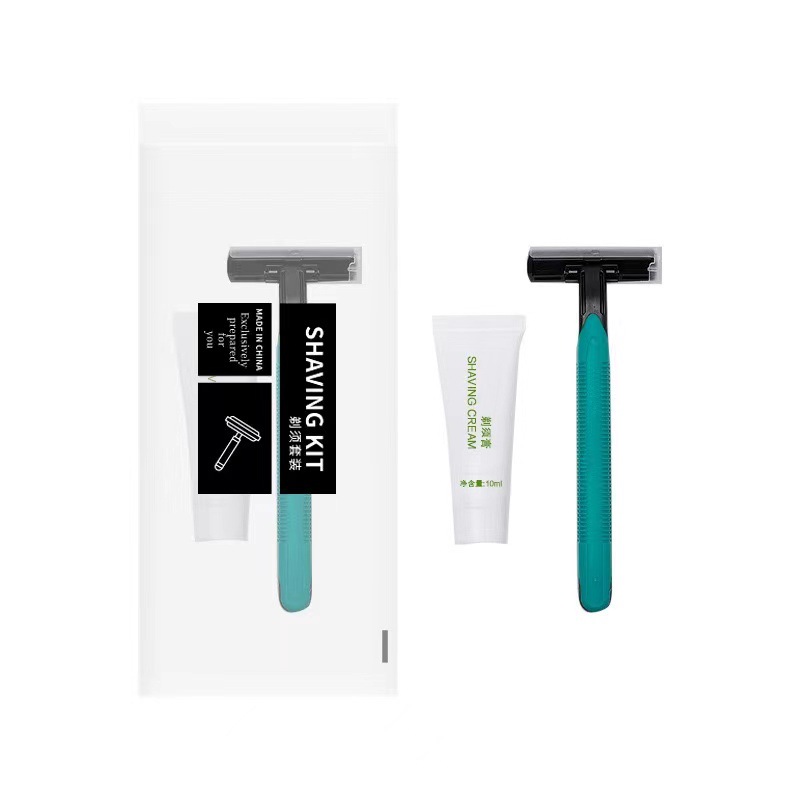 CPE 소프트 프로스트 백 ~ 쉐이빙 세트 (포레스트 그린 더블 레이어 스테인리스 면도기 + 10ml 쉐이빙 크림)