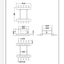 EFD20C平行脚 针长4.7  变压器骨架 电木骨架定制批发