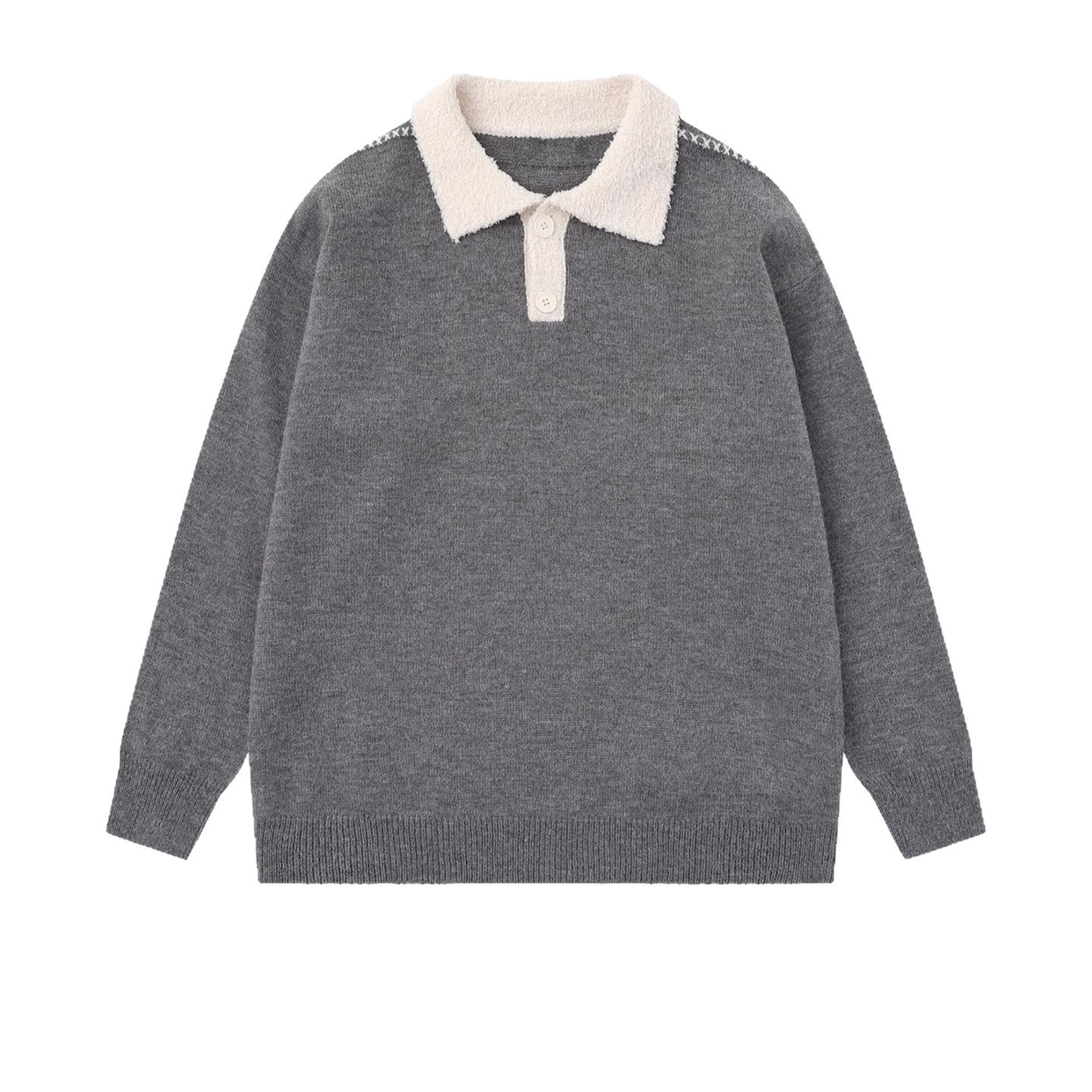 Explosiones transfronterizas de tamaño europeo de tamaño grande polo camiseta collar color mosaico camiseta de punto suéter hombre viejo viento otoño invierno fábrica al por mayor