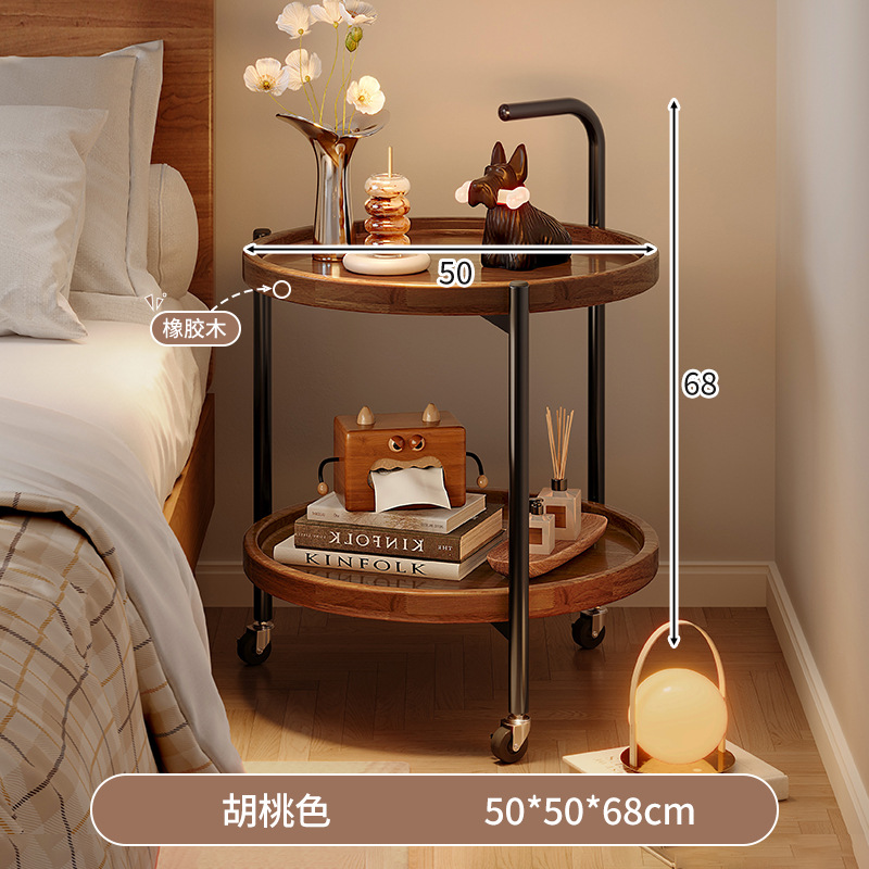 Estante de cabecera de la cama mesa redonda pequeña mesilla de té móvil pequeña mesilla de cama simple sofá de sala de estar pequeño mesilla lateral