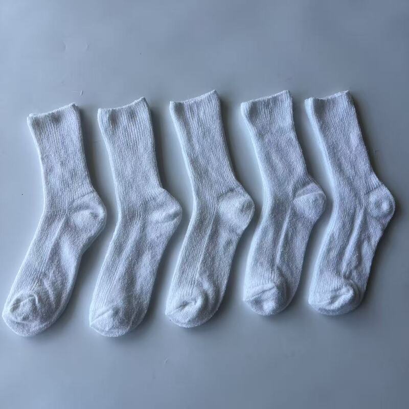 Autumn and Winter Solid Color Chenille Women's Socks, Thin Warm Slouch Socks, Mid-Calf Socks, Simple Versatile Fashion for Spring, Autumn, and Winter