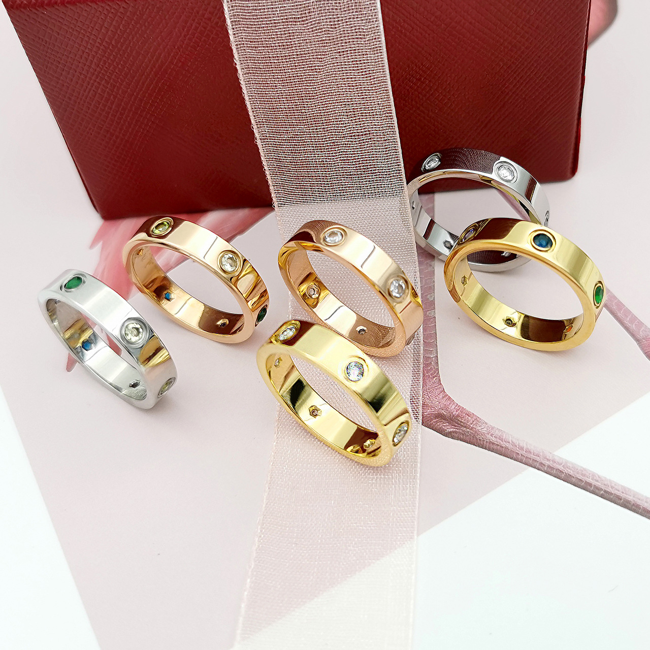 geometric wedding ring stainless steel
