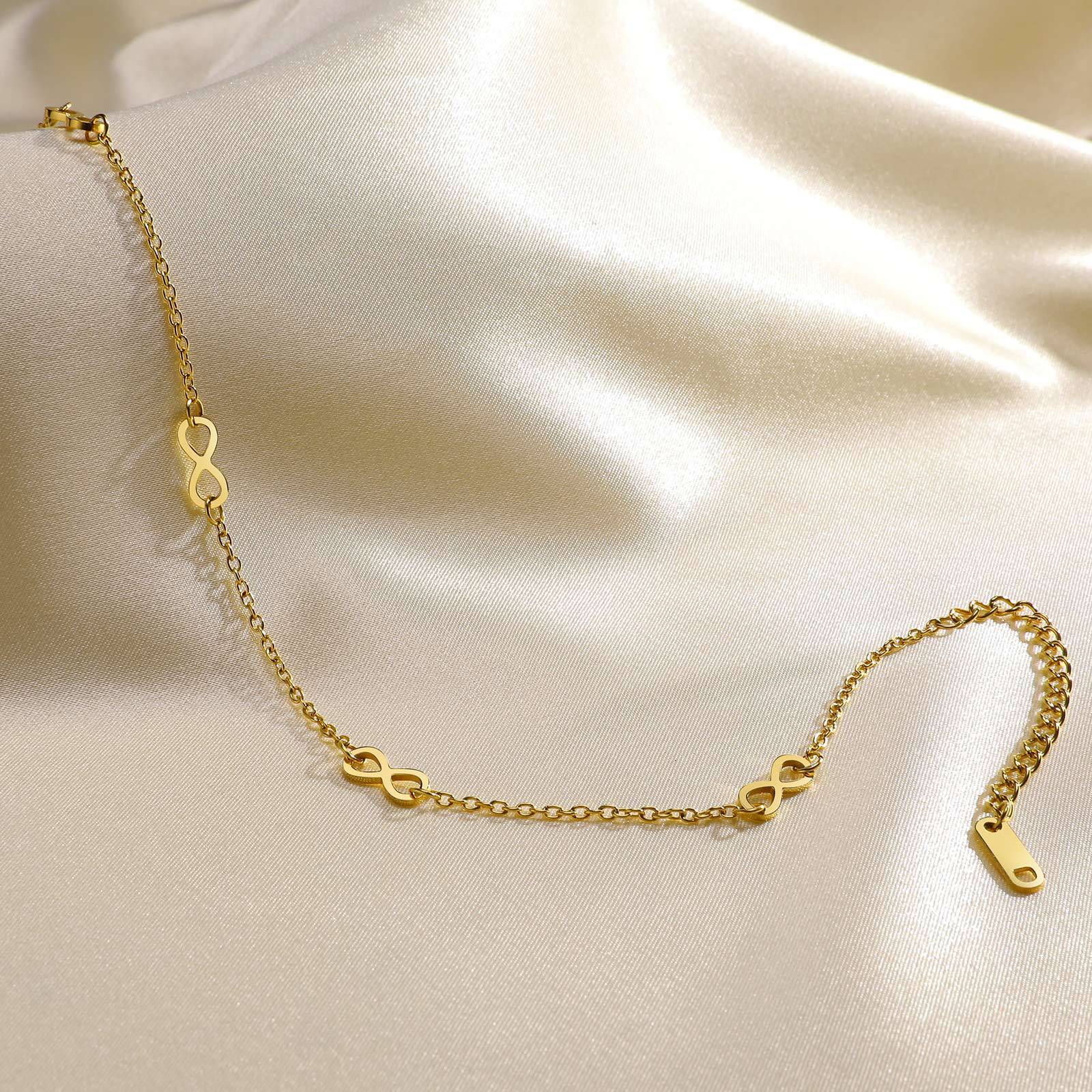 Plating Design Wholesale Jewelry Vacation Sweet Moon Heart Shape 201 Stainless Steel Gold Plated Plating Anklet