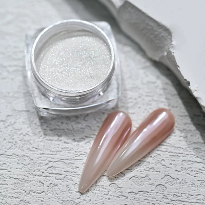Pearlescent White Nail Art Powder Simple – Dırnaq bəzəkləri