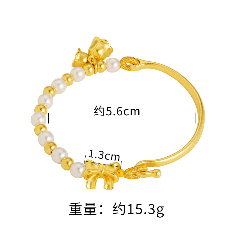 Arco de estilo antiguo media pulsera Vietnam arena oro estilo étnico imitación perla orquídea pulsera imitación oro antigua artesanía de oro