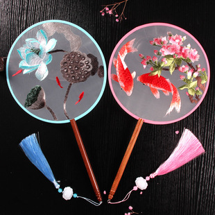 Ancient Style Round Fan Animal Double-sided Embroidery Palace Fan Chinese Style Palace Classical Embroidered Cheongsam Round Fan Hanfu Fan for Women