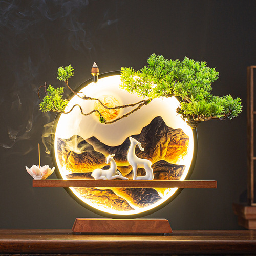 TV cabinet decoration, lucky ceramics, white deer, a pair of Chinese-style family cupboards, lamp circles, Jiangshan ornaments, entrance crafts