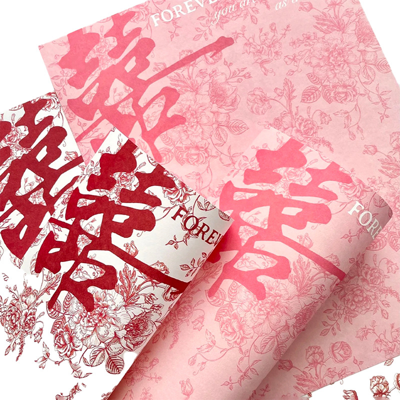 Papel de embalaje festivo rosa ramo de flores DIY romántico material de florista al por mayor