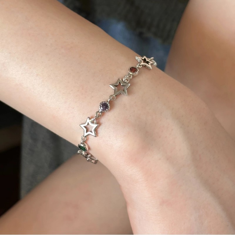 Wholesale Retro Star Titanium Steel Zircon Bracelets display picture 2