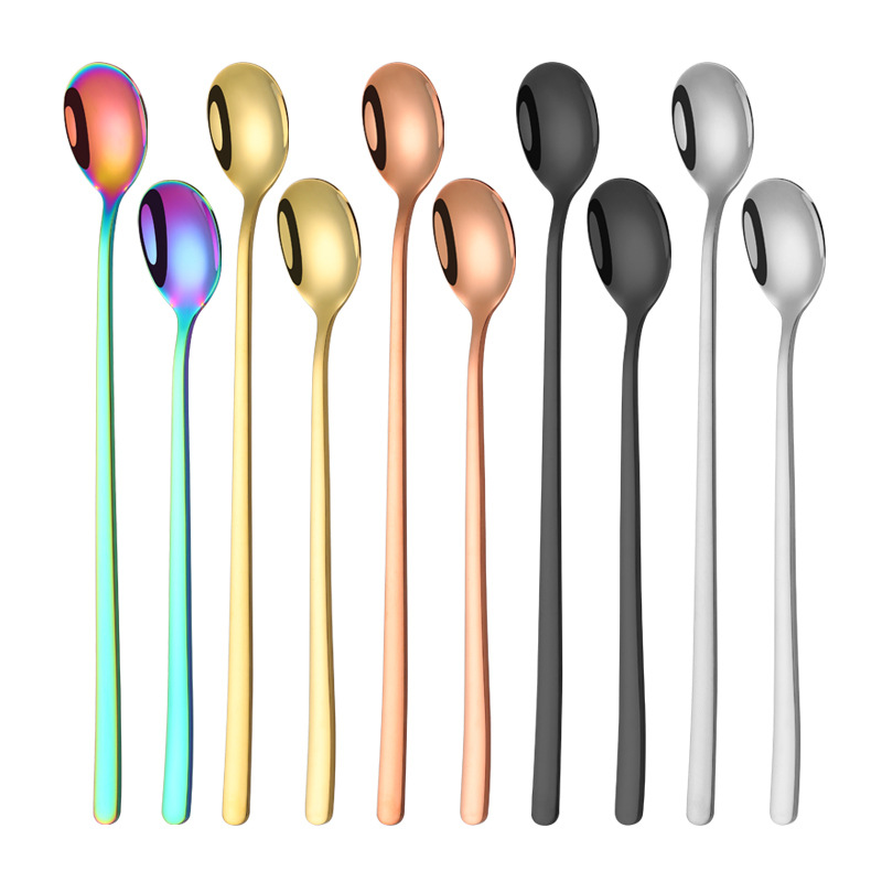 Cuchara mezcladora de mango largo de acero inoxidable 304 coreano cuchara de barra de acero inoxidable alargada cuchara de bebida cuchara de hielo cuchara de postre