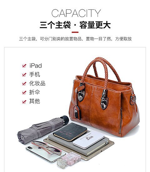 European and American retro women's bag trend, new cross-border hand-held shoulder crossbody bag made of oil wax leather for export, one piece, global consignment undefined