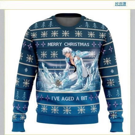 Comercio exterior transfronterizo 3D impresión digital spot hombres casual todo-fósforo hombro de manga larga suéter suelto cuello redondo