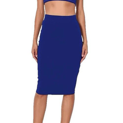 2025 New Women's Stretchy Elastic Waist High-Waisted Knee-Length Pencil Skirt
