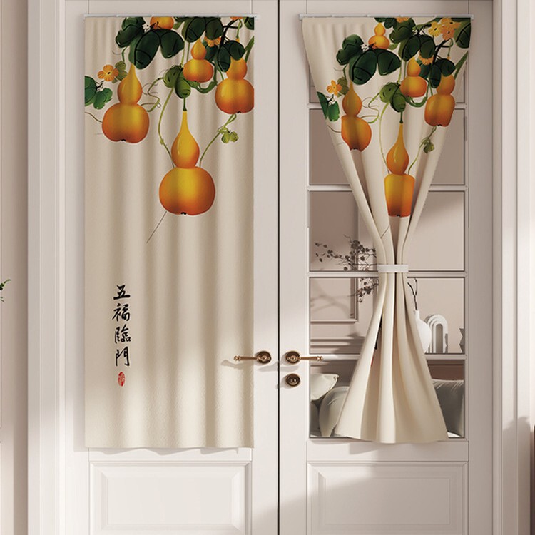 Chinese-Style Toilet Bathroom Glass Curtain Velcro Bedroom Room Door Glass Anti-Privacy Curtain Self-Adhesive