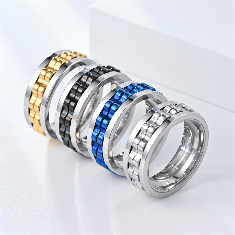 Simple Style Geometric Stainless Steel Plating Unisex Anxiety Ring display picture 11