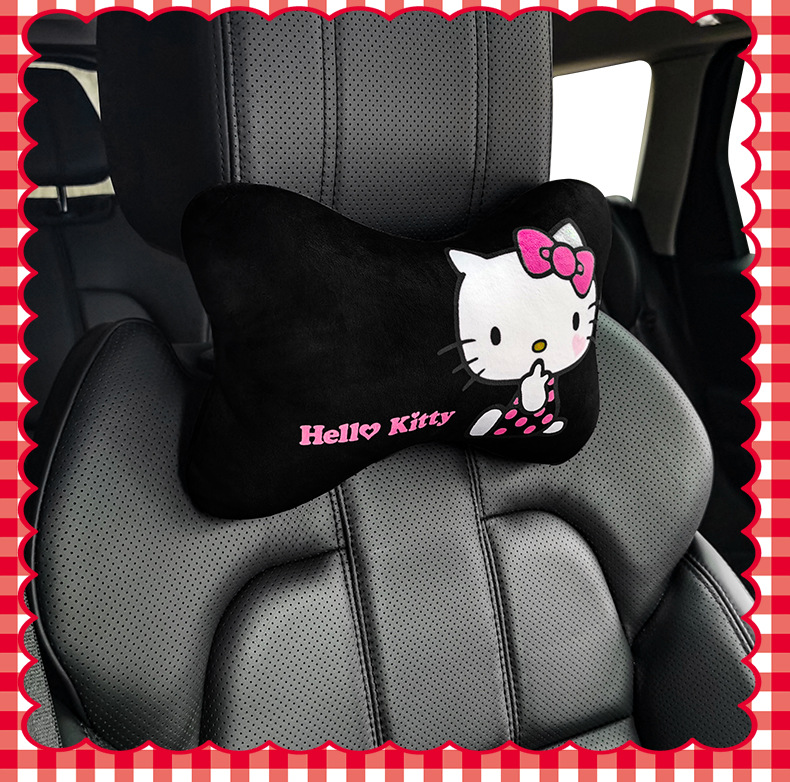 Hellokitty Car Pillow Cute Cartoon Car Headrest Neck Pillow Popular Leather Pillow Bone Pillow for Women