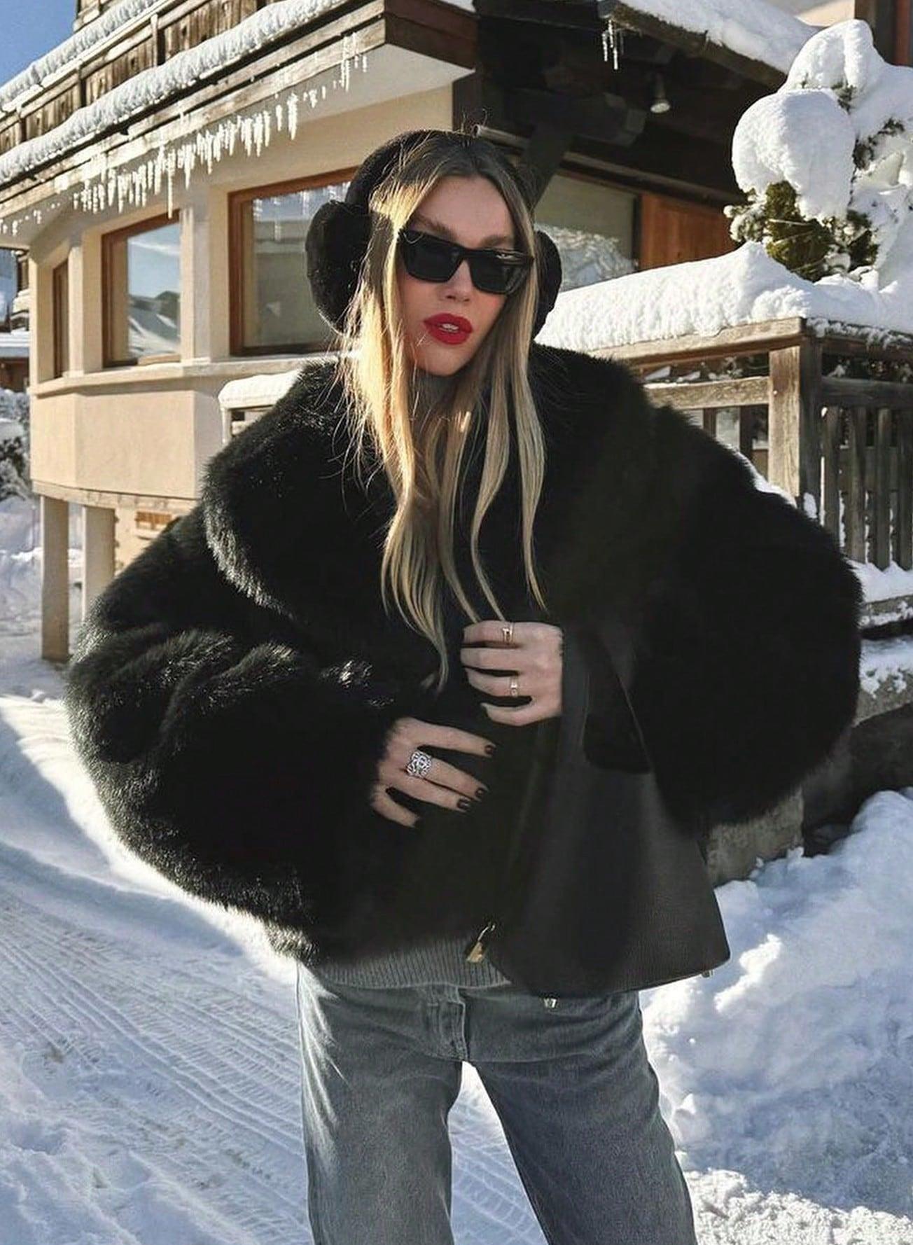 1743g Weight Faux Fur Coat Outerwear Type Long Sleeve Sleeve Length Polyester Fabric Type Regular Top Length Coat Tops Type Daily Occasion Turndown Neckline Loose Fit Type Solid Color Pattern Winter, Spring, Autumn Season Women's Gender Elegant Style Wine Red Color Women's Elegant Solid Color Coat Faux Fur Coat 15