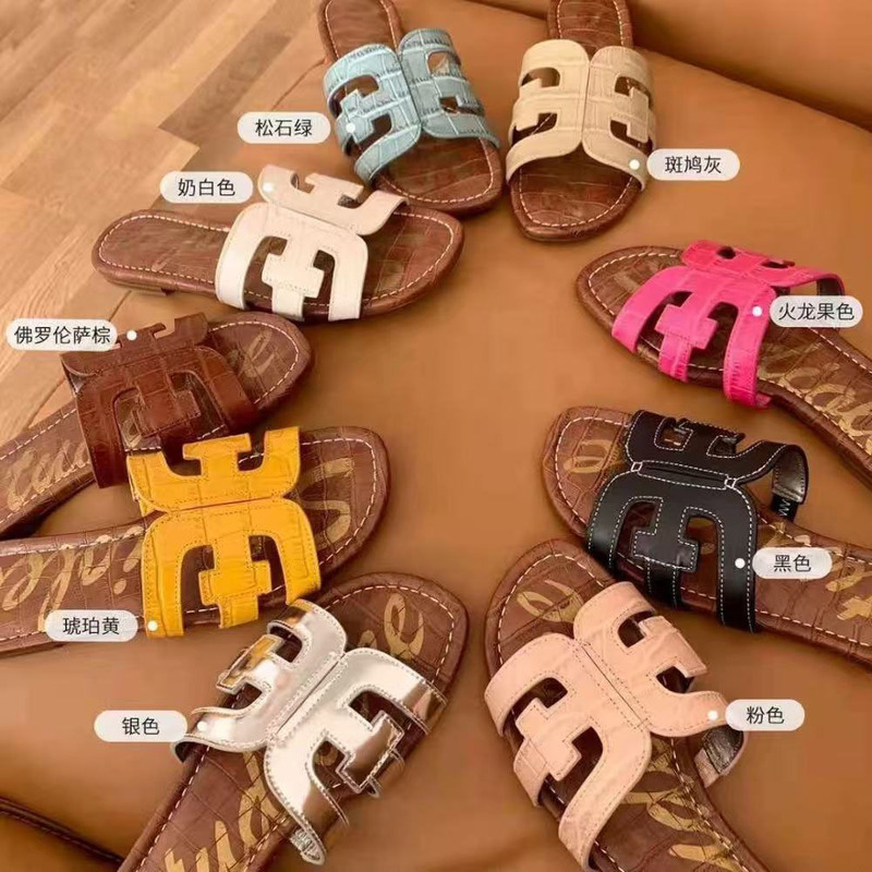 Sam's New Flats-Soled H-Flops Slimming Look Outer Wear Beach Women's Summer Outer Wear Travel Vacation Flip-Flops Sandals