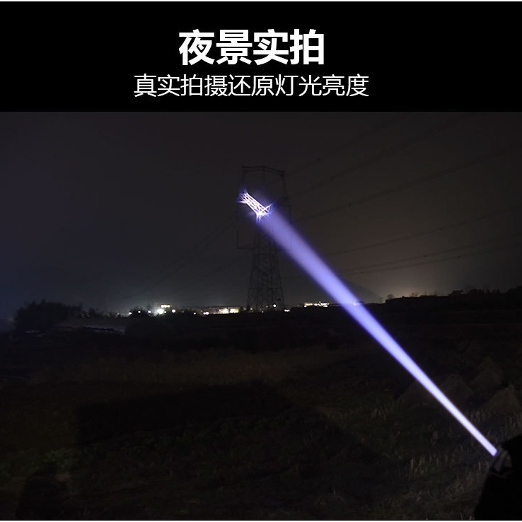 Linterna láser blanca recargable transfronteriza, luz fuerte, ultra brillante, zoom de largo alcance, pantalla eléctrica, banco de energía para exteriores, iluminación para el hogar