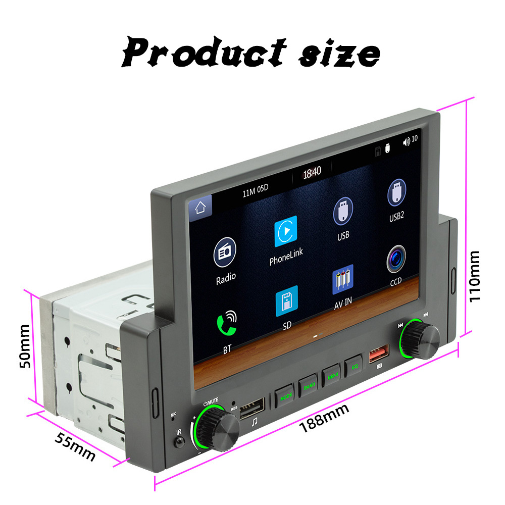 6.2inch Single-Cylinder Wired Carplay Android Auto Car Bluetooth Mp5 Player Radio Reversing Priority 12V