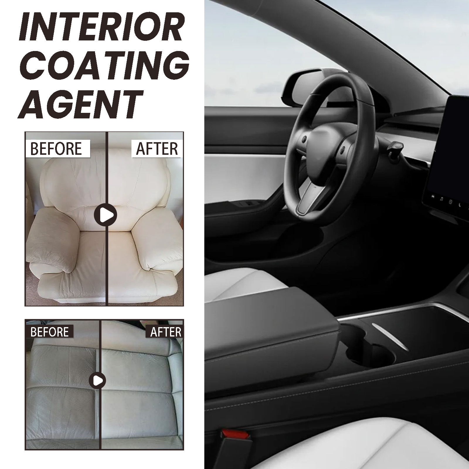 Homonth Car Interior Cleaner Dashboard Seat Leather Multi-Purpose Renovation Cleaning and Maintenance Agent