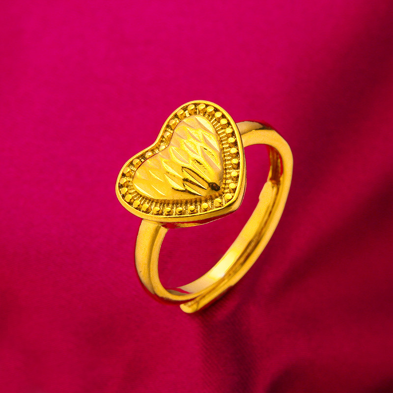 Nueva moda de las mujeres pequeño melocotón corazón pulsera collar anillo pendientes Vietnam arena oro joyería amor traje