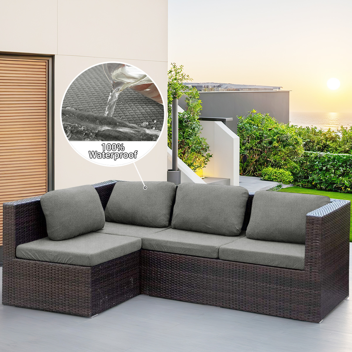 Nuevo estilo transfronterizo TPU cubierta impermeable de terciopelo polar sofá funda de cojín elástica para exteriores cubierta de sofá universal para exteriores