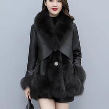 女装新款2023冬季爆款时尚韩版中长款仿狐狸毛毛加棉皮外套大衣
