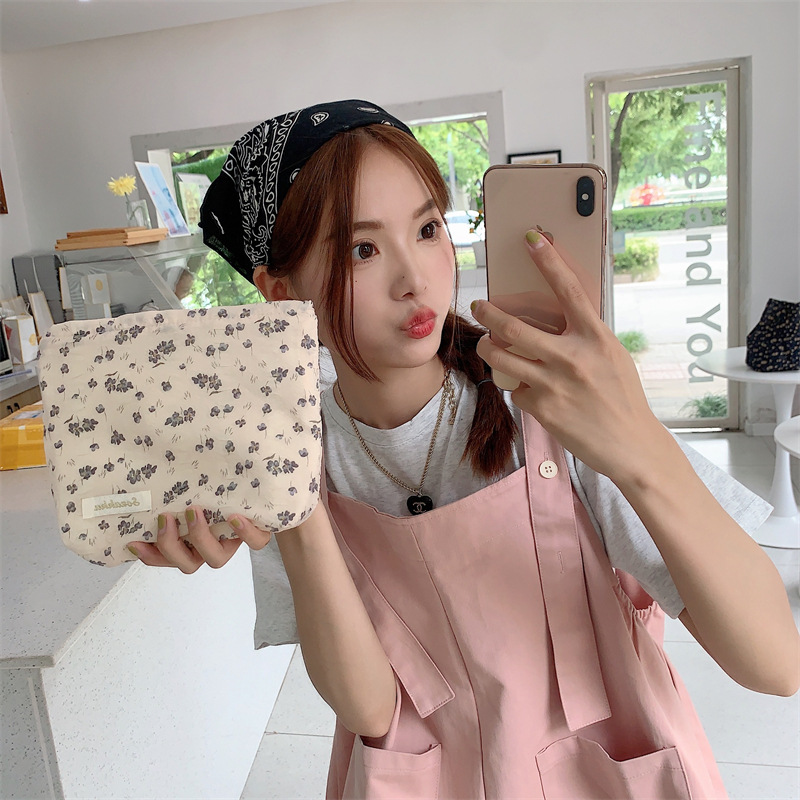 36251 Vintage floral canvas cosmetic bag, large-capacity handbag, women's single-shoulder crossbody bag, tote bag, underarm bag undefined