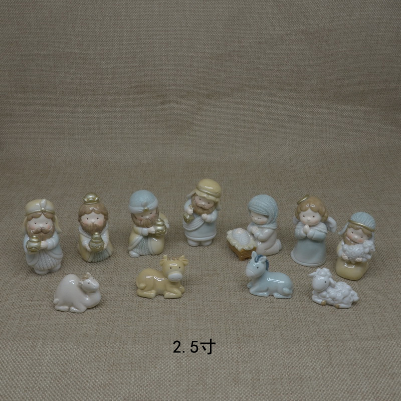 Navidad nacimiento caballo canal grupo escena decoración niños regalo resina artesanía fabricante