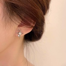 925银四芒星耳钉女个性潮小众设计感高级气质网红冷淡风耳环耳饰