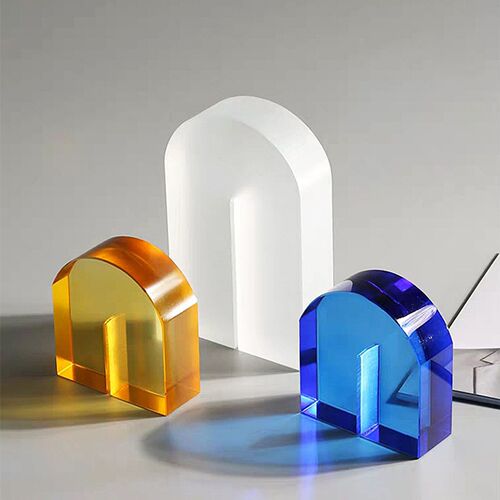 Modern Minimalist Colorful Door Shape Crystal Ornament Sample Room Luxury Soft Furnishing Home Decor Glass Geometric Craft