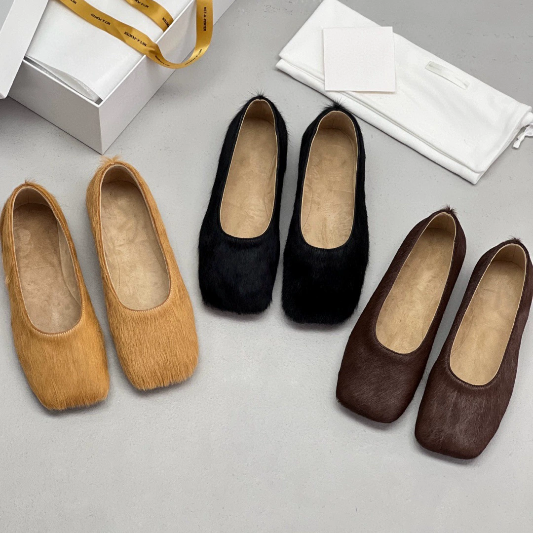2025 новый стиль женские туфли-мюли с квадратным носком и неглубоким вырезом из натуральной кожи, удобные и универсальные балетки на одной ноге