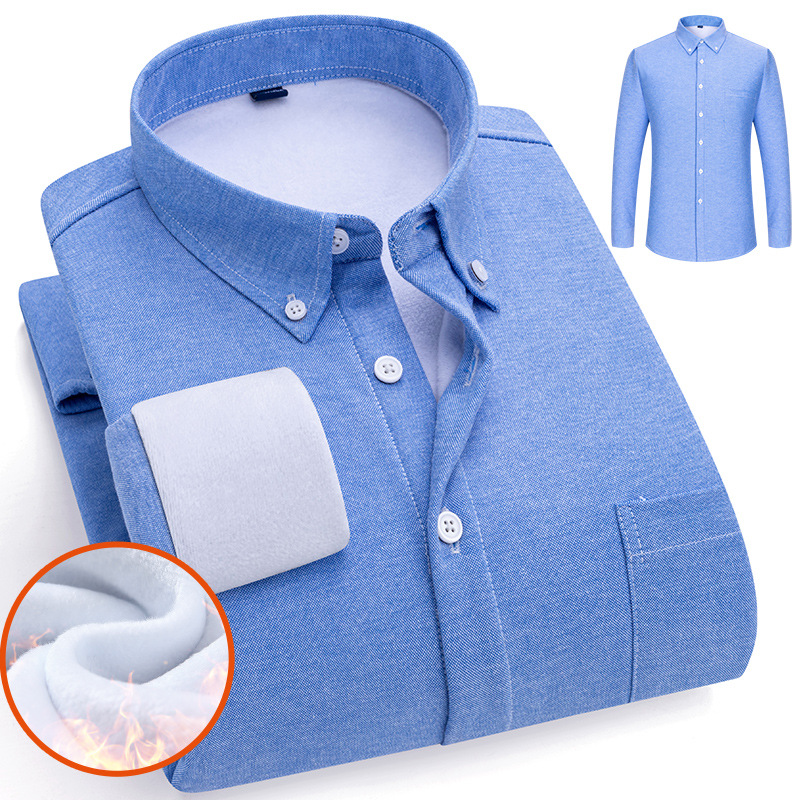 Otoño y invierno, camisa de manga larga caliente sin quemar, camisa informal de negocios de Oxford.